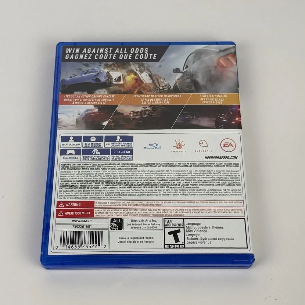 Need for Speed Payback Video Game (Sony PlayStation 4, 2017) PS4 Tested